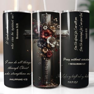 Copri bicchiere cristiano, stampa a sublimazione della fede, versetti biblici sottili da 20 once, copri versetti biblici, design ispiratore religioso, copri croce