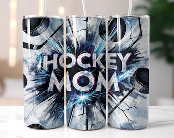 Envoltura para vaso de hockey para mamá, diseño de sublimación delgado de 20 oz, PNG (descarga digital)