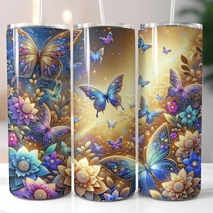 Butterfly Tumbler Wrap, butterfly tumblers, 20 oz Skinny Tumbler wrap, Sublimation Design, Butterfly Glitter tumblers, Butterfly png