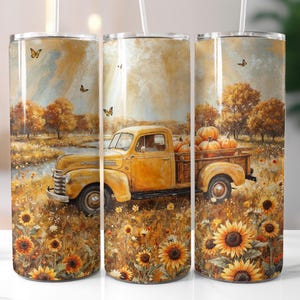 Fall Truck Tumbler Wrap, Fall Pumpkin Patch Sublimation Design, Farm 20oz Skinny, Old Truck Fall Tumbler Seamless Design, Country png