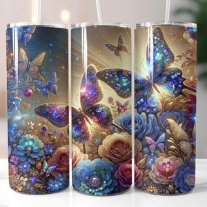 Butterfly Tumbler Wrap, butterfly tumblers, 20 oz Skinny Tumbler wrap, Sublimation Design, Butterfly Glitter tumblers, Butterfly png