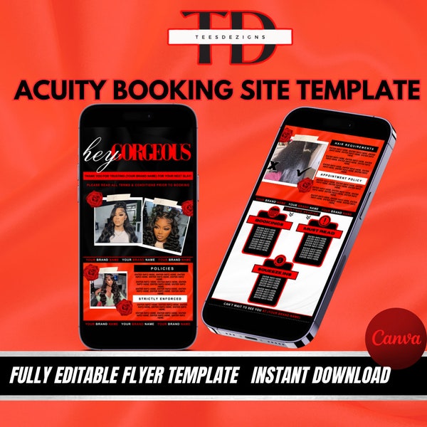 Acuity Scheduling Template Red and Black Etsy