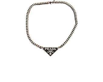 Prada black triangle necklace outlet