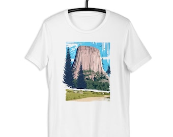 Devil's Tower - Graphic t-shirt, Nature t-shirt, Unisex t-shirt, Cotton, Abstract Shirt, Artistic Shirt, Outdoors Shirt, Landscape Shirt
