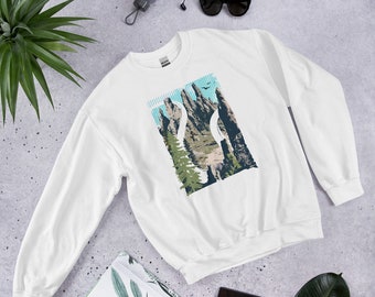 Needles Highway - Graphic Shirt, Nature Shirt, Unisex Sweatshirt, Cotton, Abstract Shirt, Crewneck, Outdoors, Landscape Shirt, Collage