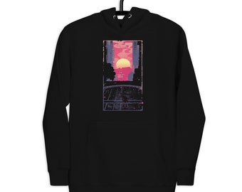 Manhattan Henge - Graphic hoodie, Abstract hoodie, Unisex hoodie, Cotton, Cityscape Hoodie, New York City, Grunge, Neon Hoodie, Colorful