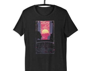 Manhattan Henge - Graphic t-shirt, Abstract t-shirt, Unisex t-shirt, Cotton, Cityscape Shirt, New York City, Grunge, Neon Shirt, Colorful