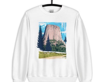 Devil's Tower - Graphic Shirt, Nature Shirt, Unisex Sweatshirt, Cotton, Abstract Shirt, Fall Sweatshirt, Winter Sweatshirt, Landscape Shirt