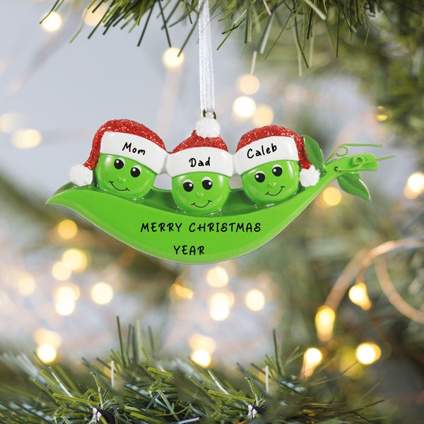 Peas Family Of 3,4,5  Ornament , New Year Ornament, Christmas Tree  Ornaments, Family Ornament, Personalized Ornament, Keepsake Family Gifts