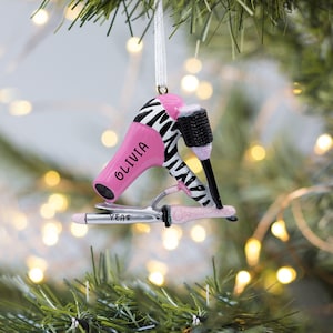 Hairdresser Ornament, Personalized Hair Salon Ornament, Hair Stylist Christmas Ornament, Blowdryer Christmas Ornaments, Hairdresser Gifts