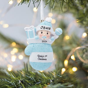 Baby Boy In Mitten Ornaments, Baby 1st Ornaments, Personalized Christmas Ornament, Gif For New Born, Mom Christmas Ornaments, Baby Gifts