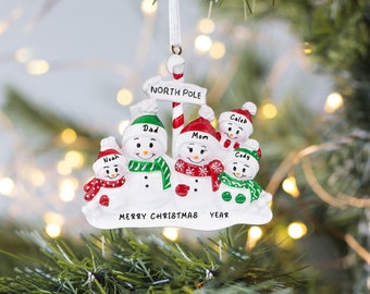 Customized Snowman Family of 3,4,5,6,7,8,9 Christmas Ornaments, New Year Xmas Ornaments, Family Christmas Ornaments, Xmas Gift for Family