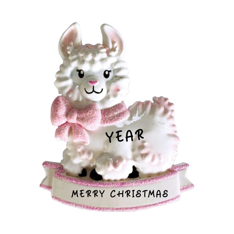 Personalized Pink Baby Girl Llama Christmas Ornament Custom Name
