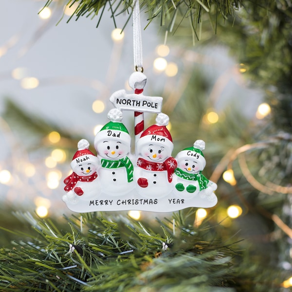 Personalized Snowman Family of 3,4,5,6,7,8,9 Christmas Ornaments, New Year Xmas Ornaments, Family Christmas Ornaments, Xmas Gift for Family