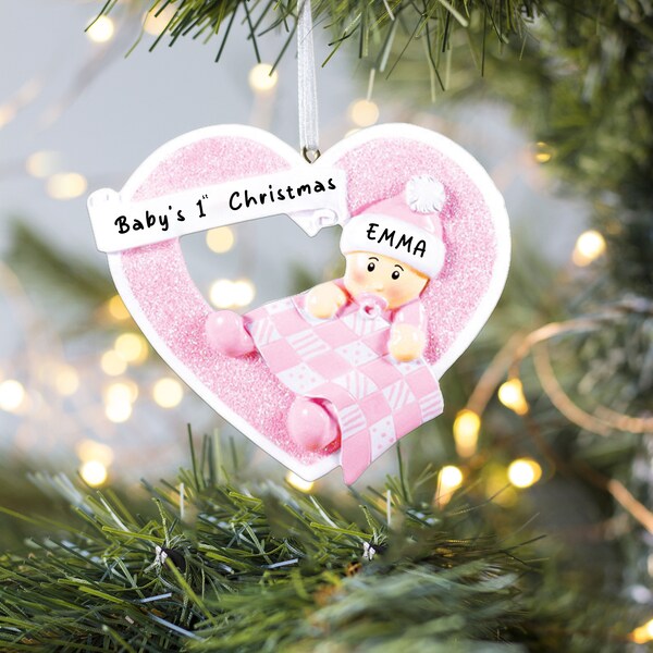 Baby Girl In Hearth Ornaments, Baby 1st Ornaments, Personalized Baby Christmas Ornaments, Gift For New Born, Baby Girl Christmas Ornaments
