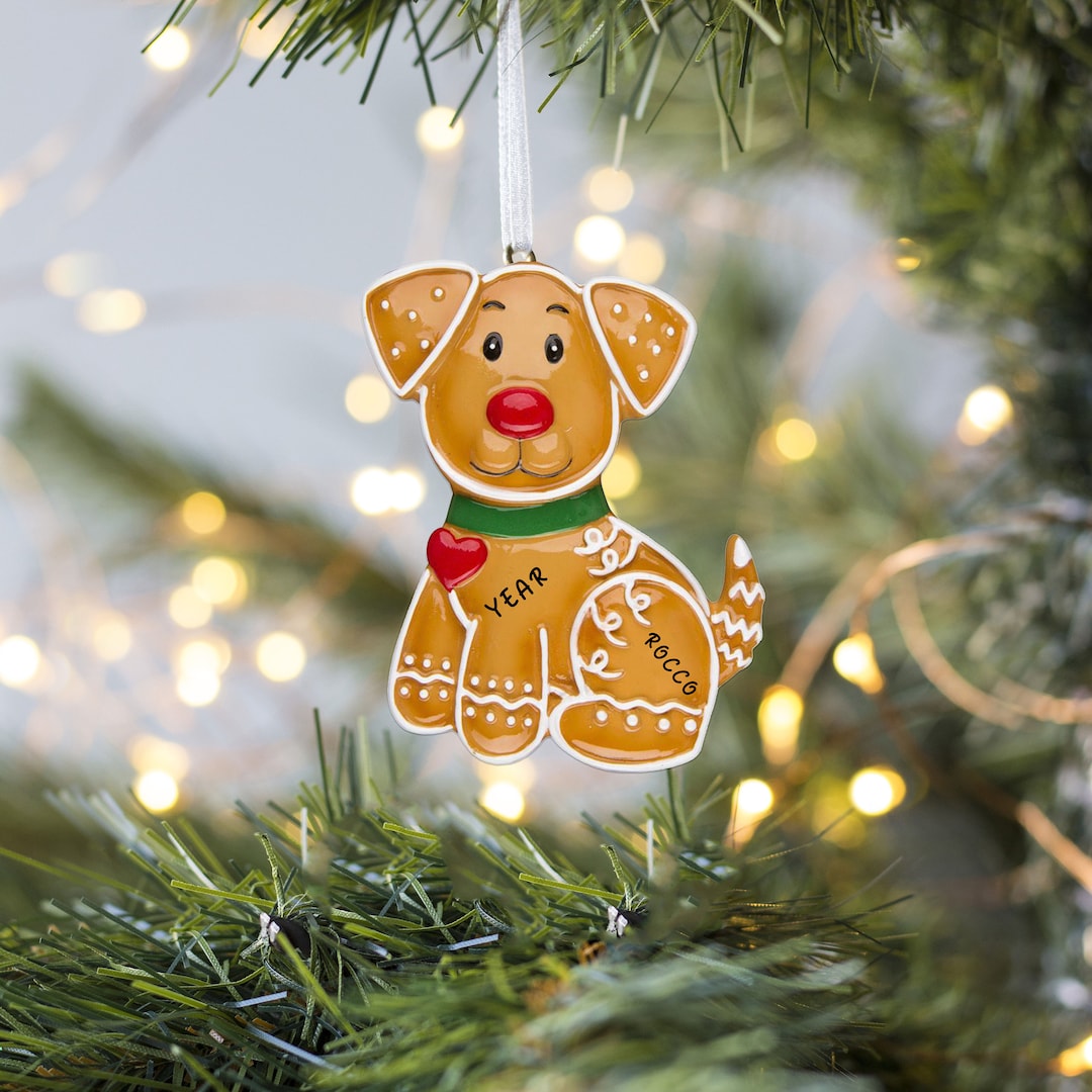 Custom Dog Christmas Ornament, Gingerbread Dog Hand Personalized Christmas Ornament, Dog