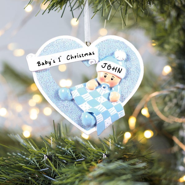 Baby Boy In Hearth Ornaments, Baby 1st Ornaments, Hearth Personalized Christmas Ornament, Gift For New Born, Boy Christmas Ornaments, Xmas