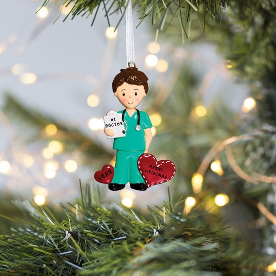 Personalized Male Doctor Ornament, Doctor Christmas Ornaments, Nurse  Ornaments, Nurse Christmas Ornament, Black Medical Scrubs Ornaments - Etsy