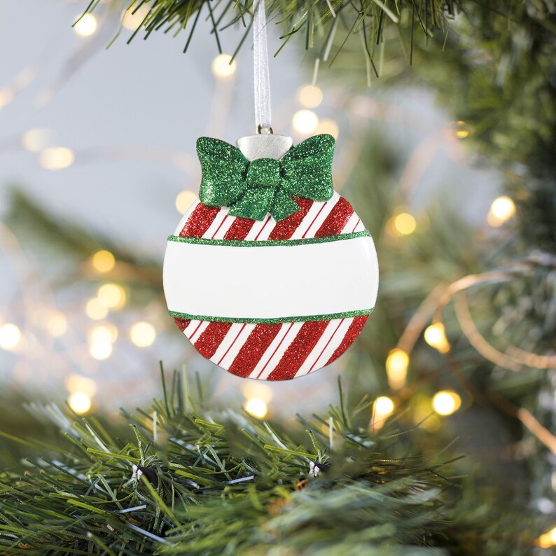 Personalized Red Ball Ornament, Stripes Red Christmas Balls, Christmas