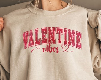 Sudadera Valentine Vibes Sudadera del Día de San Valentín, Sudadera de café de San Valentín, Suéter del Día de San Valentín para mujer, Camisa del Día de San Valentín