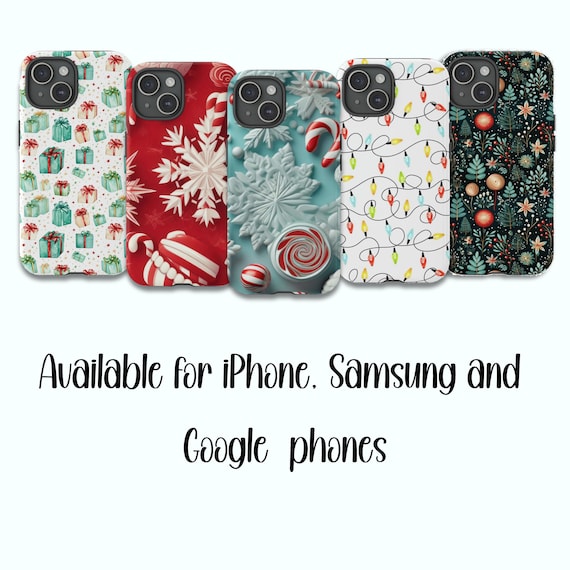 Winter Christmas phone case iPhone 15 case Holiday phone case Samsung Galaxy S23 case for Google Pixel. iPhone 15, 14, 13, 12.