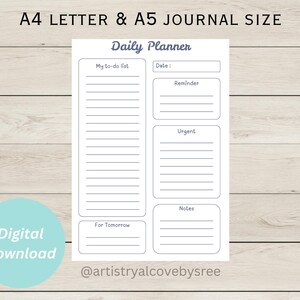 Daily Planner, Daily To Do List Printable, Daily goal setting, Daily Wellness Planner,  Printable Daily Planner, daily planner Printables