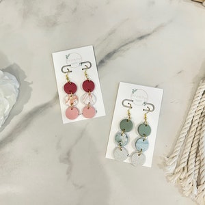 Sage or Light Pink ombre marble earrings