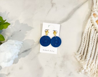 Navy Blue flower earrings