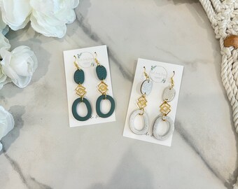 Speck White or Forest Green earrings