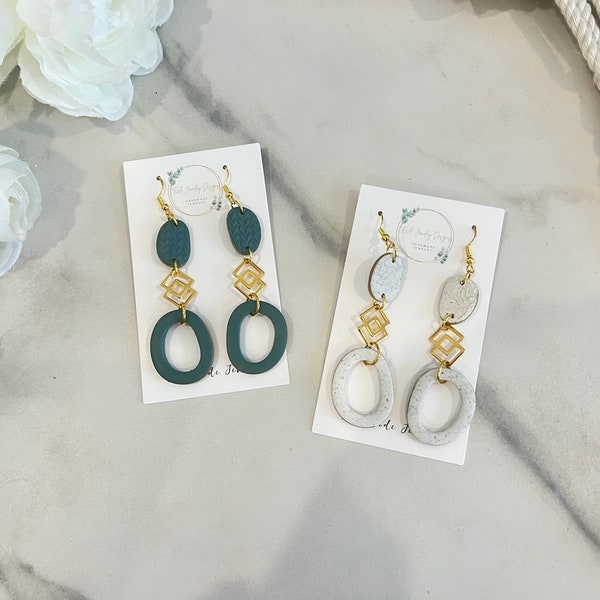 Speck White or Forest Green earrings