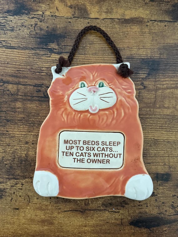 Cat Humor Wall Hanging Sign Vintage Smokey Mountain Pottery Plaque Gift for Cat Lover