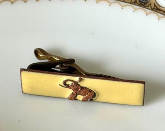 Vintage Tie Clip: Elephant Yellow Enamel Tie Bar