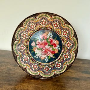 Vintage Dutch Cookie Tin - Floral Embossed Container - Made in Holland