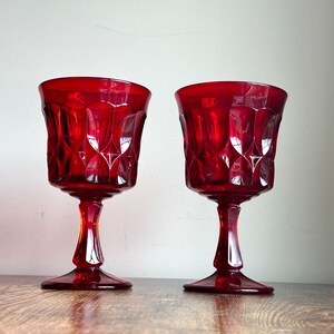 Vintage Water Goblets - Noritake Perspective Ruby Glasses - Set of 2