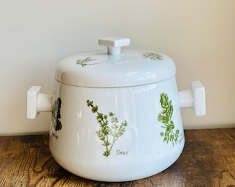 Vintage Casserole Ovenware - Herb Garden Round Covered Dutch Oven