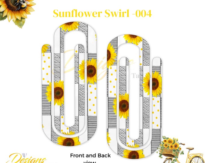 Sunflower Swirl Jumbo Paperclip | Floral Bookmark | Cute Office Gift | Planner Clip | Teacher Gift | Desk Accessory | Handmade