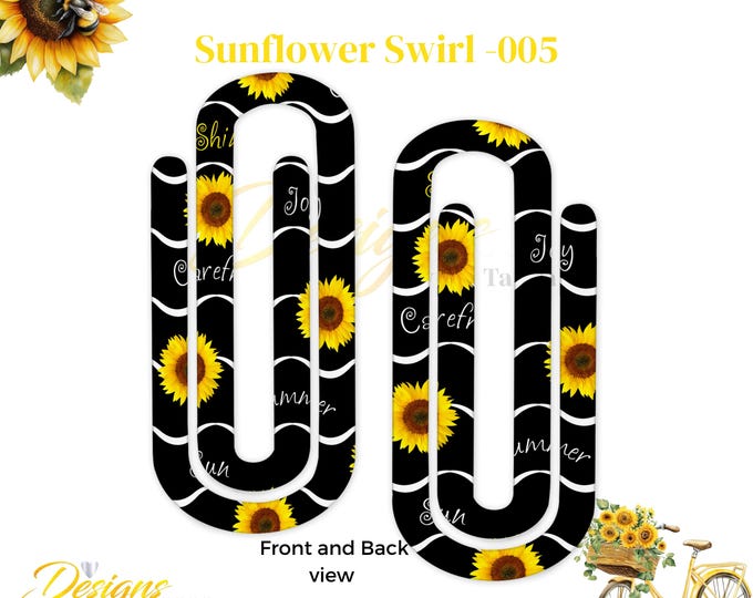 Sunflower Swirl Jumbo Paperclip | Floral Bookmark | Cute Office Gift | Planner Clip | Teacher Gift | Desk Accessory | Handmade