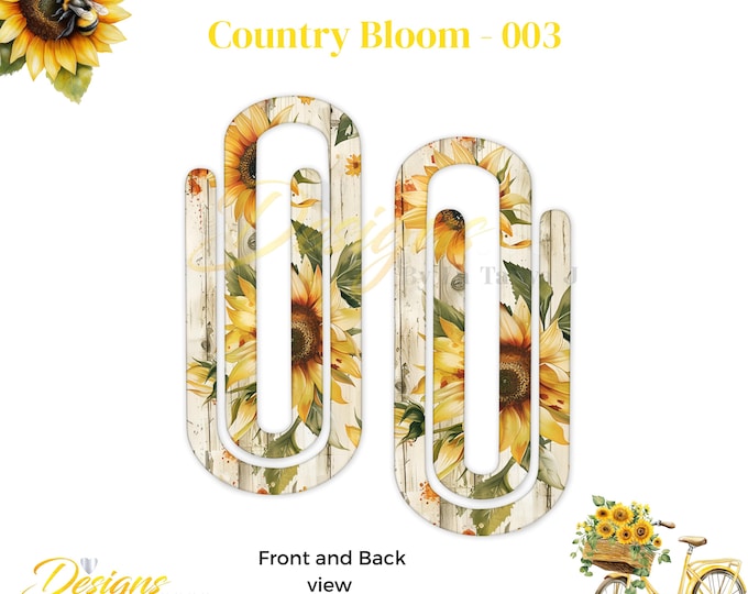 Country Bloom Sunflower Jumbo Paperclip – Rustic Farmhouse | Planner Clip | Bookmark | Desk Accessory | Flower Bookmark | Teacher Gift