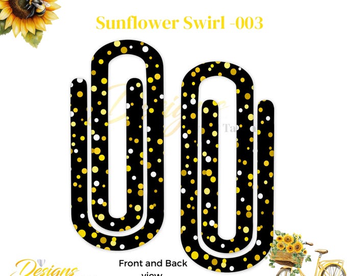 Sunflower Swirl Jumbo Paperclip | Floral Bookmark | Cute Office Gift | Planner Clip | Teacher Gift | Desk Accessory | Handmade