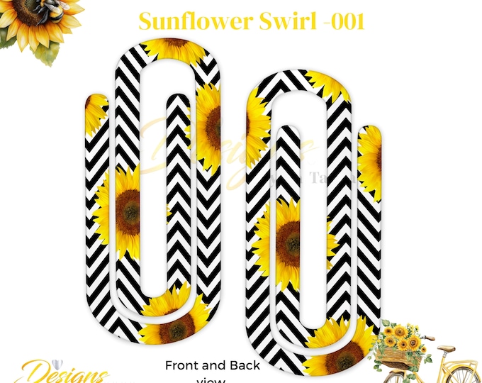 Sunflower Swirl Big Paperclip - 001 | Floral Bookmark | Cute Office Gift | Planner Clip | Teacher Gift | Desk Accessory | Handmade