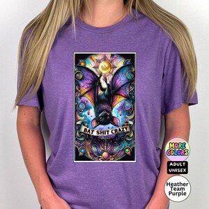 Fledermaus Shit Crazy Halloween Bunte Vampir Fledermaus Tarot Karte Lustiges Tshirt, sarkastisches Snarky Sassy Insane Stimmung Shirt, Erwachsene Unisex Größe T-Shirt