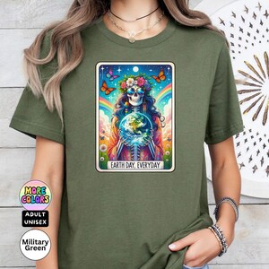 Camiseta hippie bohemia con diseño de esqueleto de tarot para el Día de la Tierra, para uso diario, camiseta mística de brujería para el Día de la Madre Tierra, regalo para amantes de la naturaleza, camiseta unisex para adultos