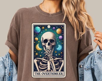Skeleton Tarot Card Mystic Tshirt Witchcraft Clothing Astrology Gift Anxiety Relief Mental Health Gothic Fashion Alternative Tee
