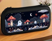 Ghost Mushrooms Pixel Art Nintendo Switch Case, Pastel Retro Kawaii Game Cover, Witchy Carry Bag, Switch Accessories Gift