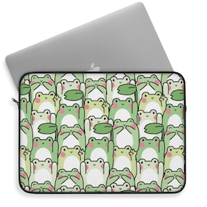 Kawaii Frog Laptop Sleeve, 12&quot; 13&quot; 15&quot; Laptop Bag, iPad Case Gift for Her