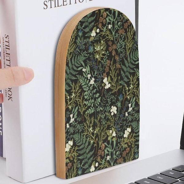 Sujetalibros de flores silvestres verdes, decoración del hogar estilo cottagecore, accesorio botánico de naturaleza brujilla para libros.