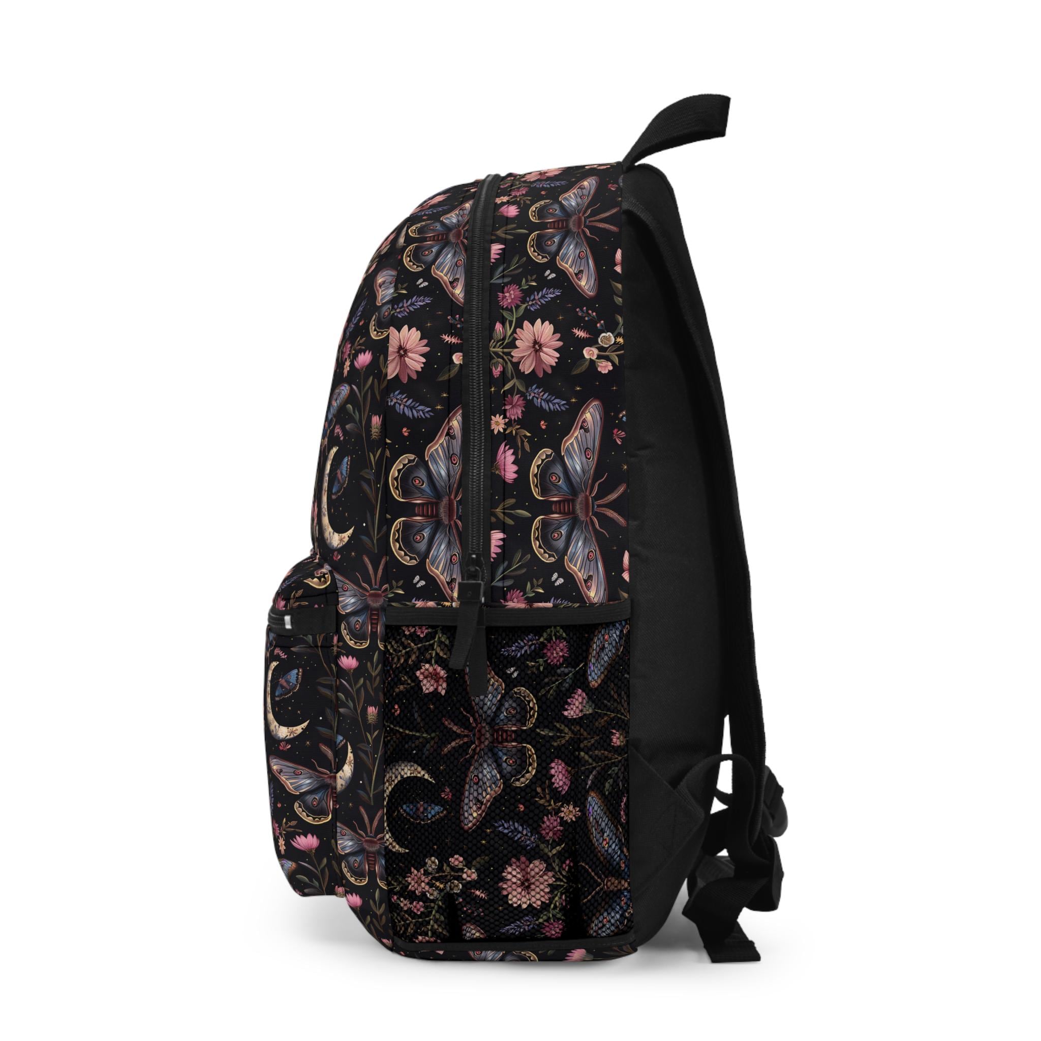 Mystical Butterfly Wildflower Backpack Bag, Moth Floral  display picture 2