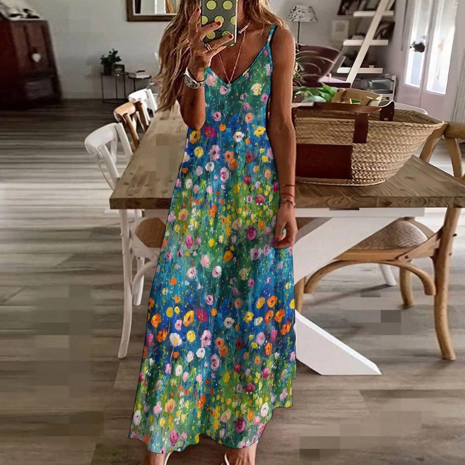 Spaghetti Cotton Maxi Dress - Etsy