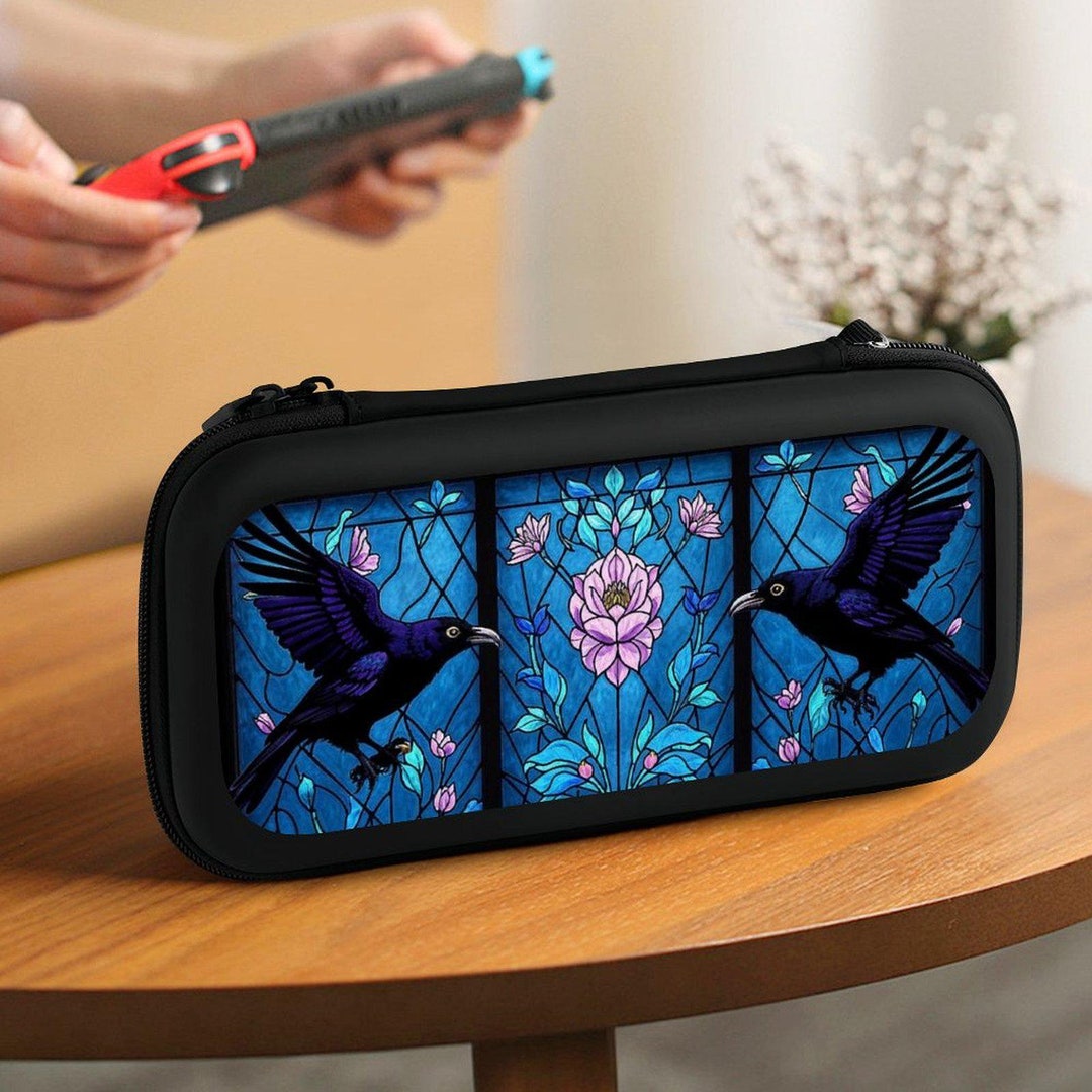 Blue Mosaic Stained Glass Raven Nintendo Switch Case, Gothic ...