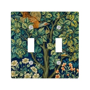 Bird in a Tree Light Switch Cover, Botanical Floral Lighting Power Plate Outlet Panel, Art Nouveau Unique Wall Home Decor